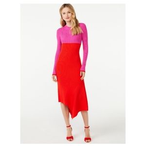 Scoop color block sweater dress